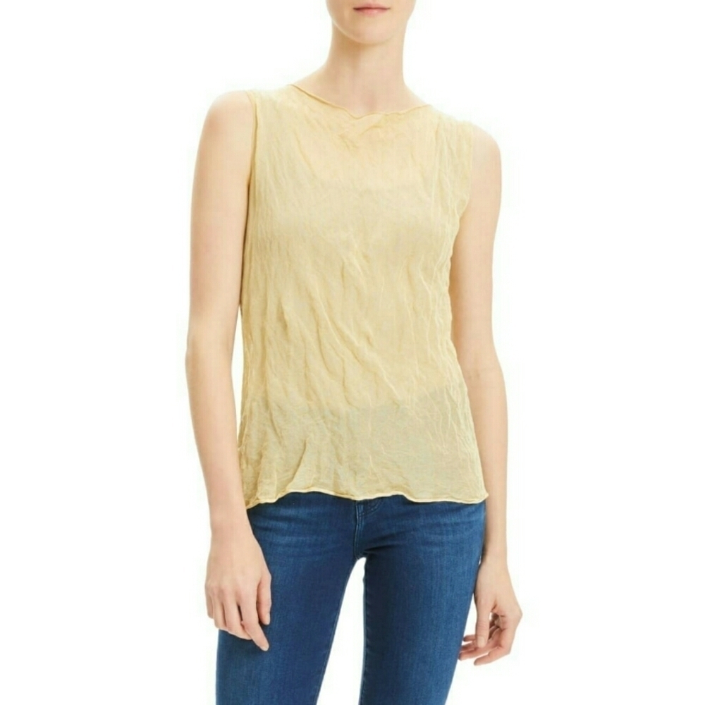 NWT Theory Crinkle Shell Golden Metallic Tank Top